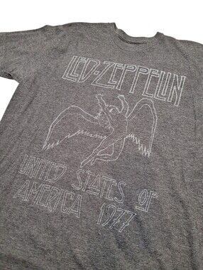 Led Zeppelin Grey Graphics Tee T-shirt Top Size: Large